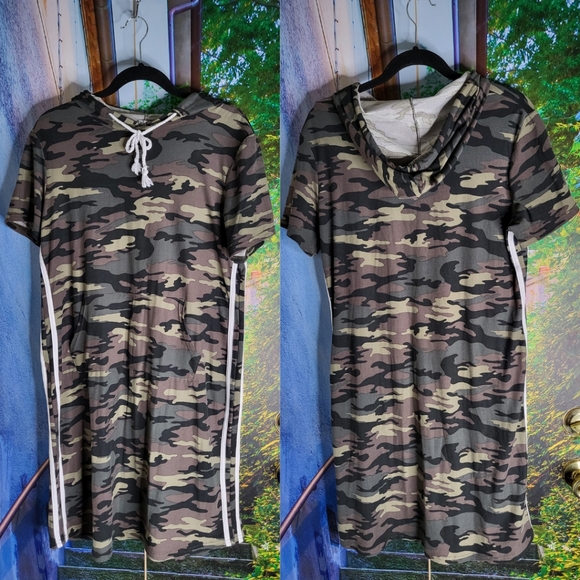 J for Justify - Plus Size Army Fatigue Sporty Dress - Picture 1 of 5